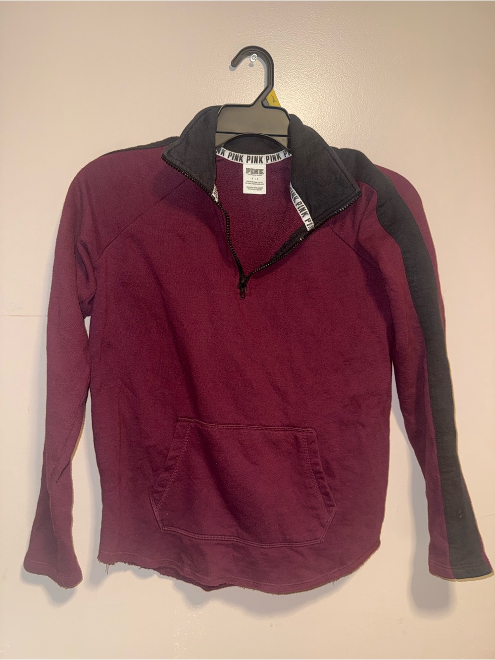 PINK Victoria's Secret Half-Zip Burgundy Pullover Sweater for Women